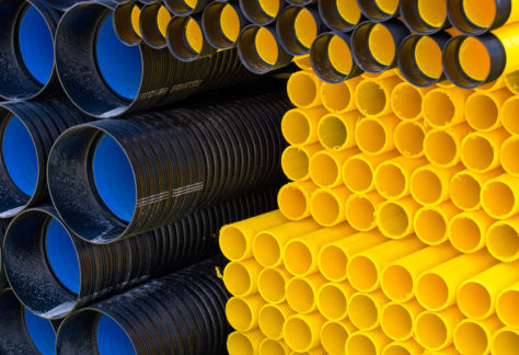 plastic pipes of various sizes